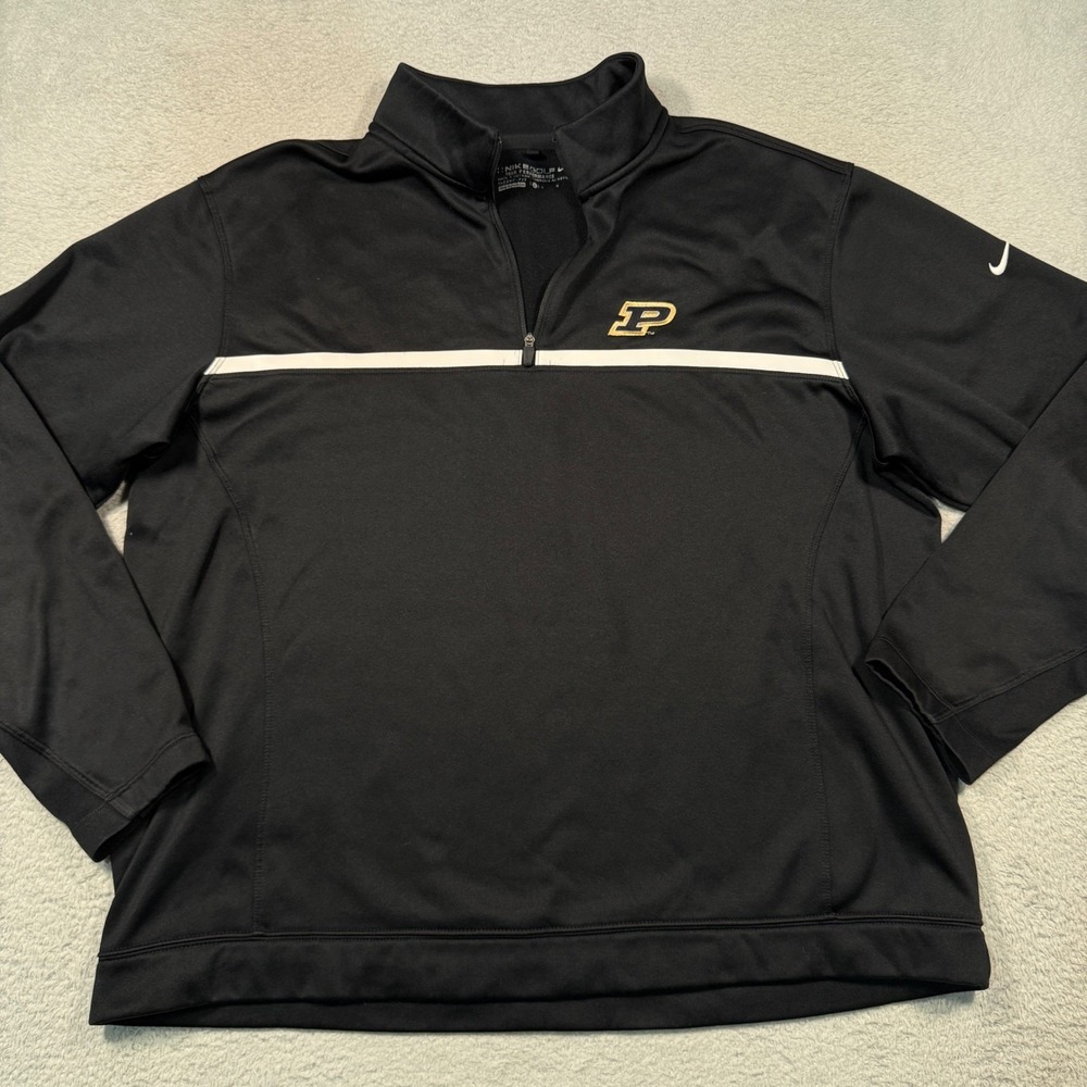 Nike‎ Golf Pullover Mens L Black Purdue Boilermakers Therma-FIT 1/4 Zip pullover
